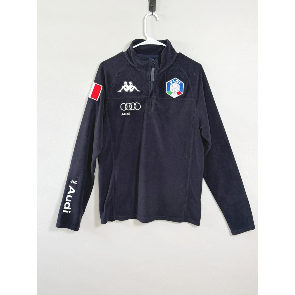 Kappa Audi FISI Italian Ski Team 1/4 Zip Fleece Pullover Navy Blue Men L